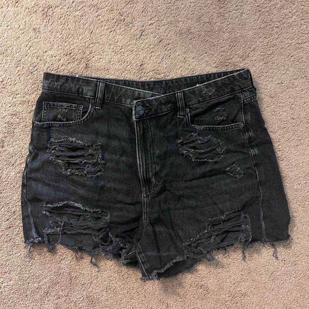 American Eagle Outfitters Black Ripped Jean Shorts
